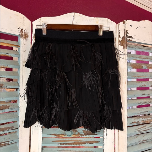 Arden B Black Fringe Pleated Mini Skirt Size M - Picture 5 of 6